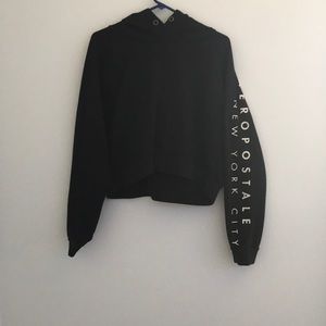 Black crop top hoodie